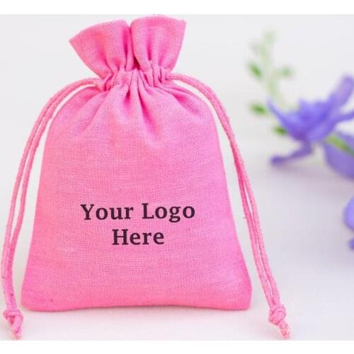 10PC Custom Logo Drawstring Pouches Jewelry Packaging Bags Gift Bags Personalized Brand Logo Print - Free Shipping