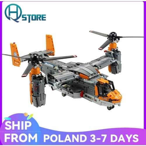 1677PCS Assemble Bell V-22 Osprey Building Blocks Military Helicopter Creative Bricks Model Toys Birthday Gifts For Children