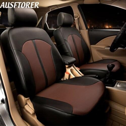 AUSFTORER Automobiles Artificial Leather Cover Seat for Fiat Bravo Custom Fit Car Seat Covers Set Cushion Protectors Accessories