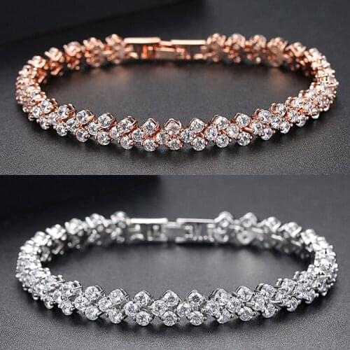 Crystal micro-inlaid zircon Bracelet Alloy Bangle Bracelets Women Girls Simple temperament Bracelet Ladies Geometric Jewelry