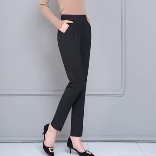 Womens Loose Solid Formal Slim Classic Pants 2021 Spring and Summer Stretch Casual Suit Trousers Women Pantalones with Pocket