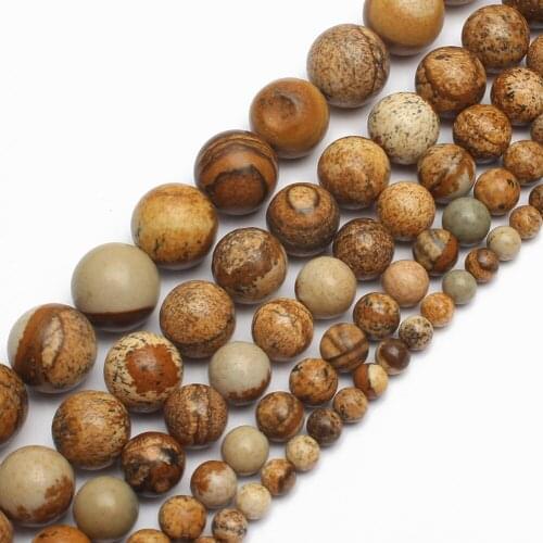 Natural Picture Jaspers Stone Beads 4 6 8 10 12mm Spacer Round Loose Beads For Jewelry Making Diy Handmade Bracelet Accessories