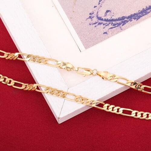 Gold Link Chain Wholesale Gold Color Necklaces Jewelry Women Men Valentines Day Gift