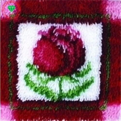 Flower rose Pillow Needlework cushion Craft Diy pillowcase embroidery Patchwork Yarn carpet embroidery Stitch Thread embroidery