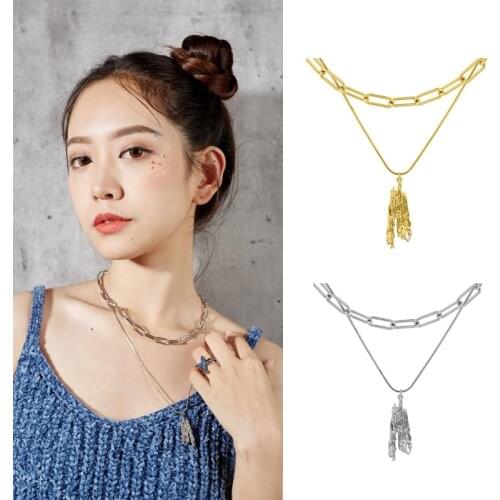 Stars long necklaces and womens pairs wear detachable pendants and exaggerate hipsters' sweater chains necklace