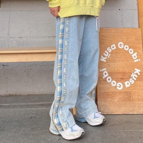 Jeans Women Spliced Denim Wide-leg High Waist BF Streetwear Harajuku Vintage Loose Japanese Retro All-match Casual Female New