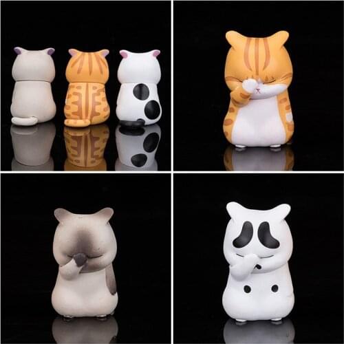 Pet Cat Figurine Model Toys Kawaii Distressful Kitten Cat Figure Mini Animals home ornament Kid Xmas Gift Collection