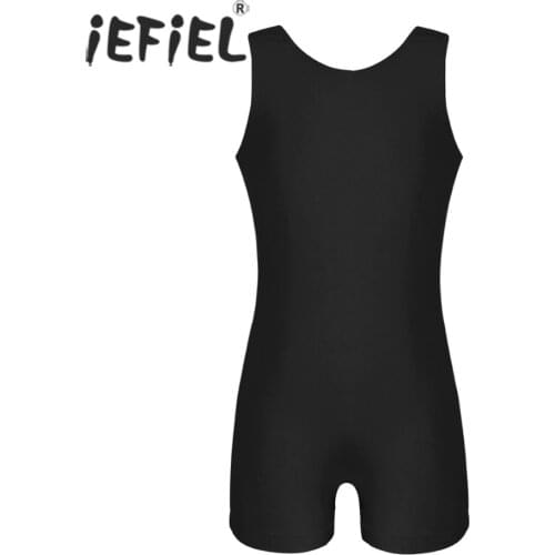4-12 Years Kids Girls Sleeveless Keyhole Back Ballet Dance Gymnastics Leotard Jumpsuit Unitard Dancewear Body Suit Performance