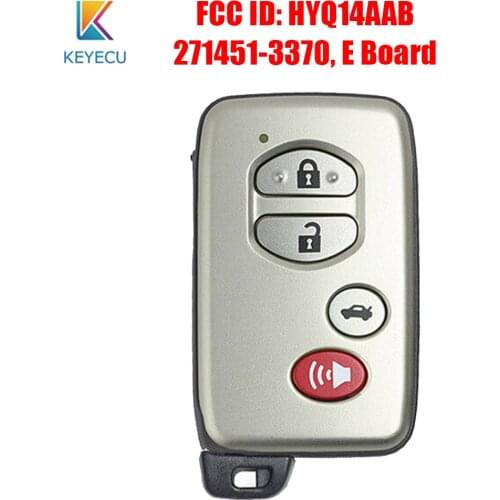 Keyecu Smart Remote Key Fob 4 Buttons 312Mhz/314.3Mhz/315MHz/433Mhz for Toyota Camry Corolla Avalon HYQ14AAB 271451-3370