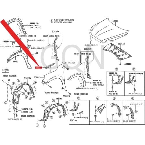 Engine cover to left front fender seal 2009-Toy ota RA V4 Fender Strip (L) Fender Strip LH Machine Cover Strip. L