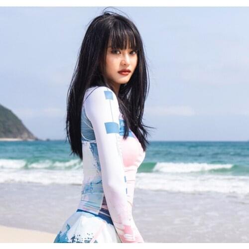 Sexy Swimsuit Rash Guard women Long Sleeve Swimwear Rashguard Surfing Two Piece Swimsuit Tankini Set surf swimming