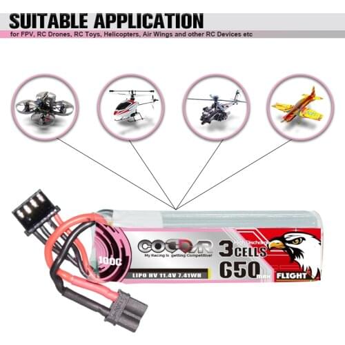 CODDAR 650mAh 3S 11.4V 100C HV Lipo Battery with XT30 Plug for Beta75X Beta85X 95X Crux3 Rc Quadcopter FPV Drone Racing Parts