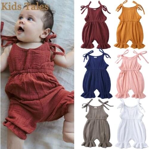 SJR-254 summer baby boys clothes ruffled linen baby Rompers Overalls Jumpsuits Boys pure Color Bib Harem Pants Kids Clothes