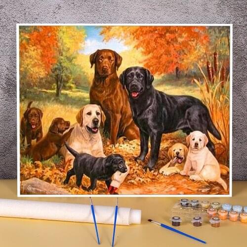 Animal Dog Labrador DIY Paint By Numbers Complete Kit Oil Paints 40*50 Canvas Painting Handmade For Handicraft