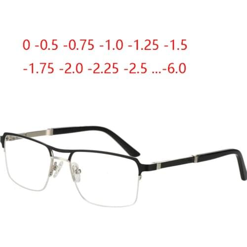 Sun Photochromic Square Nearsighted Glasses Men Women Half Frame okulary korekcyjne Diopter 0 -0.5 -0.75 -1.0 To -6.0