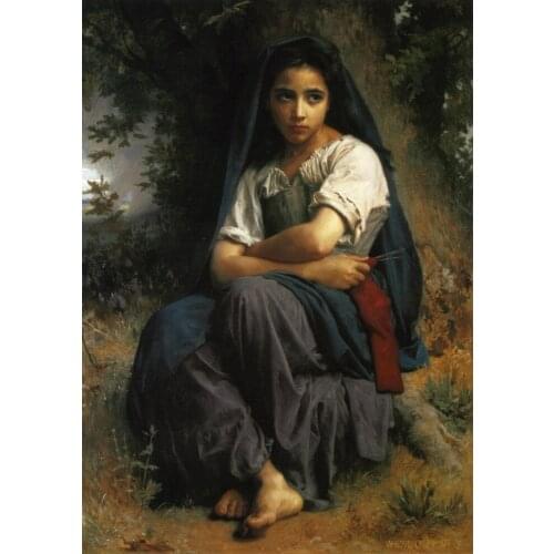 Handmade Oil painting reproduction The Little Knitter by William Bouguereau