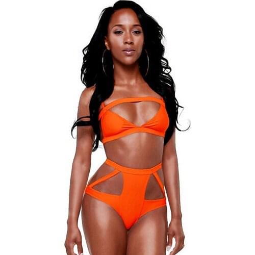 Sexy Neon Orange Brazilian Bikini 2021 Women Swimwear High Cut Swimsuit Female Two-pieces Bikini set Bather Bathing Suit Swim