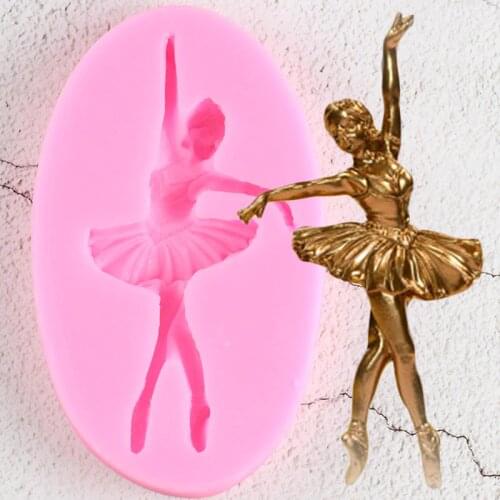 Ballet Dancer Silicone Molds Cupcake Topper Fondant Mold DIY Baby Birthday Cake Decorating Tools Candy Chocolate Gumpaste Mould
