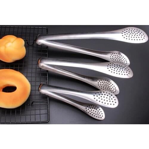 1PC Stainless Steel Food Tongs Kitchen Utensils Buffet Cooking Tool Anti Heat Bread Clip Pastry Clamp Barbecue Kitchen PM 008