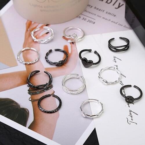 Jewelry 2021 Trend Rings For Women Vintage Undefined Aesthetic Goth Luxury Stainless Steel Adjustable All Fingers Zircon Simple