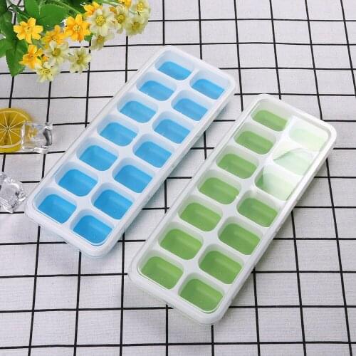 1PC 14 Grid Food Grade Silicone Ice Cube Trays Home with Lid DIY Ice Cube Mold Square Shape Ice Cream Maker Kitchen Bar Tool