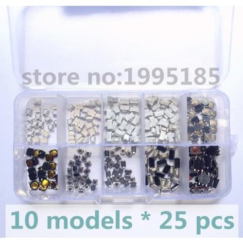 10 models 250 pcs Tactile Push Button Switch Micro Switch Car remote control button switches