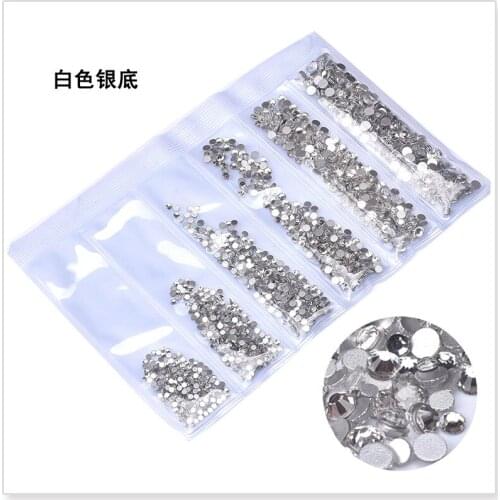 1728pcs/lot Korea 3D Nail Art Parts Kawaii Glitter Rhinestone Accessories Charm Crystal Nail Supplies for Professionals