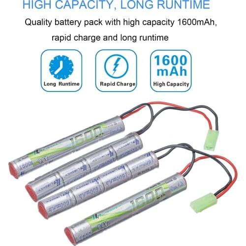 2pcs Lismkey 8S 2/3A 9.6v 1600mAh Butterfly NunChuck NIMH Battery Pack with Mini Tamiya for Airsoft Guns ICS CA TM SRC JG