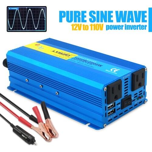 2000W Peak DC 12V to 110V-230V Portable Car Power Pure Sine Wave EU/AU/UK/US Socket Full Power inverter