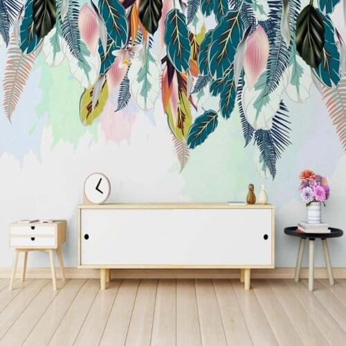 3D Watercolor Flower Leaves Wallpaper Wall Murals Decals for Bedroom Printed Photo Green Leaves Nordic Wall Papers Roll Custom