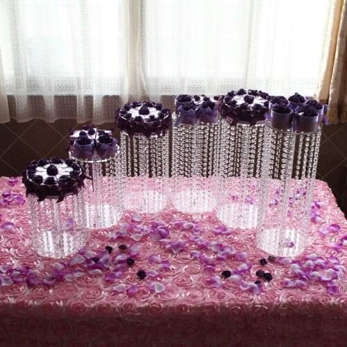 6pcs Birthday Party Clear Circle Round Cake Stand Wedding Birthday Display CupCake Rack Christmas Supply Happyshopping