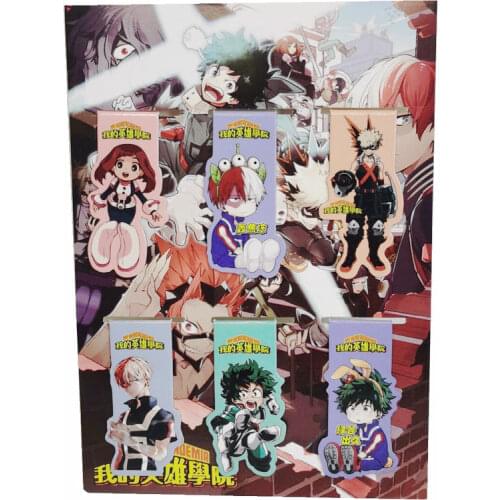 6pcs My Hero Academia Anime Magnetic Bookmark Cartoon Magnet Bookmark Child Student Kawaii Gift Bookmarks Office Stationery