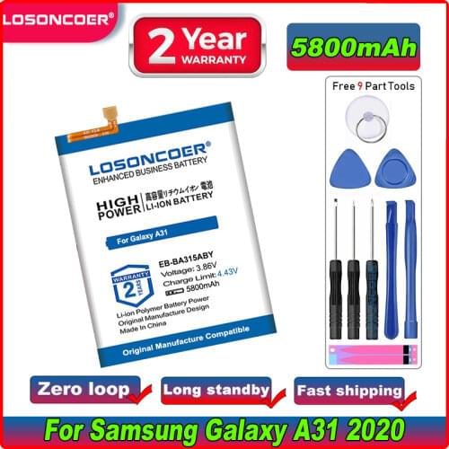 LOSONCOER Good Quality Battery 5500mAh EB-BA315ABY Battery For Samsung Galaxy A31 2020 Version Replacement Phone Battery