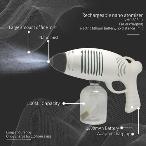 Wireless Disinfection Sprayer Handheld Electric Atomization Gun Rechargeable Nano Steam Spray Disinfection Fogger Machine