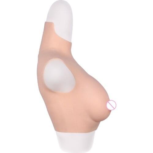 B CUP Short High Collar Neck Fake Artificial Boob Realistic Silicone Breast Forms Crossdresser Shemale Transgender Drag Queen 4G