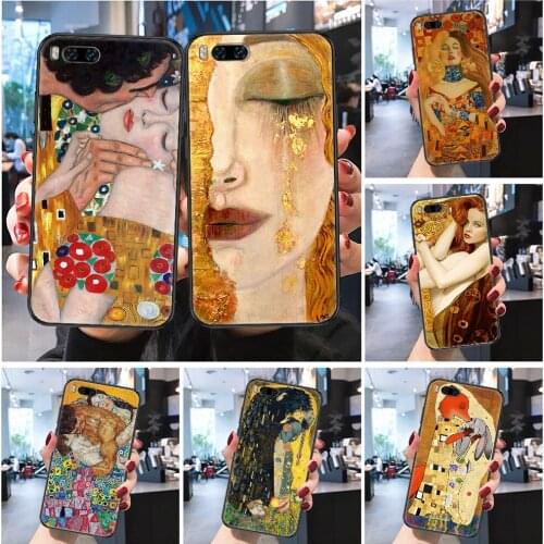 Kiss by Gustav Klimt Design Phone case For Xiaomi Mi Max Note 3 A2 A3 8 9 9T 10 Lite Pro Ultra Frosted black luxury funda pretty
