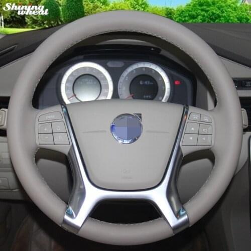 BANNIS Hand-stitched Black Genuine Leather Car Steering Wheel Cover for r for Volvo S80 2010 XC60 2010-2013 XC70 2011