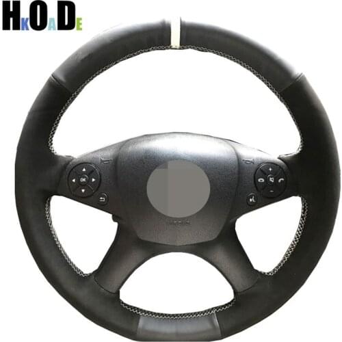 Car Steering Wheel Cover for Mercedes-Benz C280 C230 C180 C200 C300 W204 C-Class 2007-2010 Hand sewing Black Suede