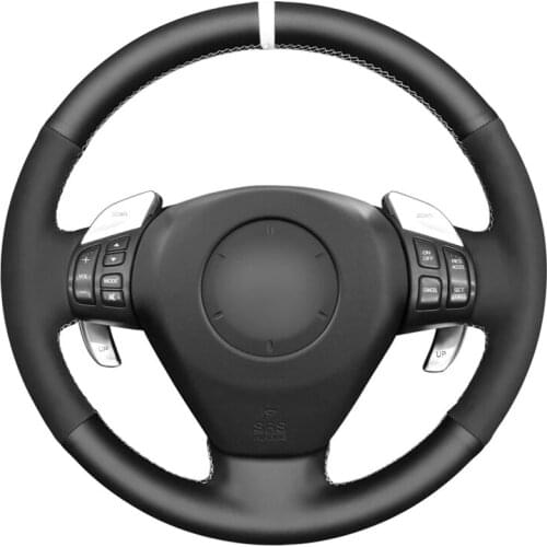 Black Carbon Fiber Leather White Marker Car Steering Wheel Cover For Mazda RX-8 RX8 2003 2004 2005 2006 2007 2008 2009 2010 2011