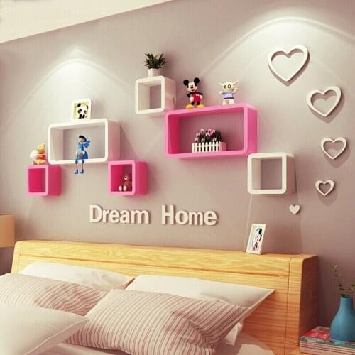 Diverse Combinations Wooden Wall Shelf Wall Decoration Simple Creative Lattice For Bedroom Living Room Wall Deco Clapboard