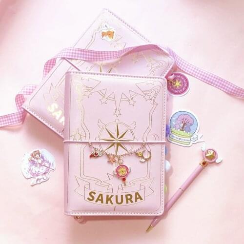 3 Styles Card Captor Sakura Anime Action Figure Printed Paper Handbook Magic Notebook Lovely Moon Star Diary Book Stationery Set