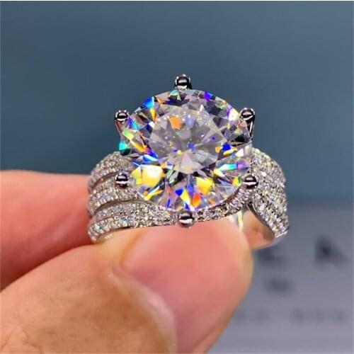 FFLACELL New Fashion Luxury 6 Prongs Full Rhinestone Zircon Ring For Women Girls Party Engagement Wedding Classic Jewelry
