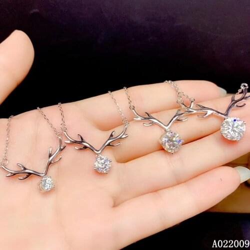 JJEAXCMY Fine Jewelry 925 Sterling Silver inlaid 0.5/1/2/3 carat Mosang diamond pendant ladies classic necklace support test