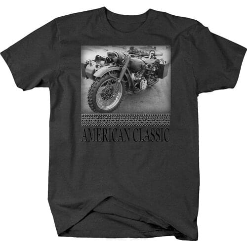 Retro American Classic Military Motorcycle Sidecar Vintage Shirt Men 2019 Brand Clothing Casual Man Best Selling Casual T Shirt