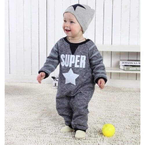 Newborn Baby Cotton One-Piece Clothes Thick Super Star Rompers Baby Boys Girls Warm Clothes Romper Animal Style With Hat