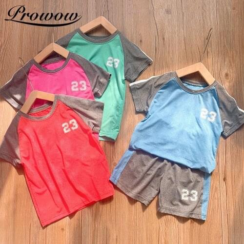 Prowow Kids Boy Girl Clothes Set Summer Childrens Soccer Jersey Toddlers Clothing Quick Dry Child Baby Costumes Sport Outfits