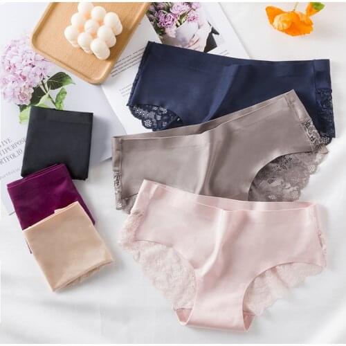 2Pcs/lot Hollow Out Womens Panties Sets Underwear Seamless Silk Sports Briefs Low Waist Underpants Sexy Lady Lingerie