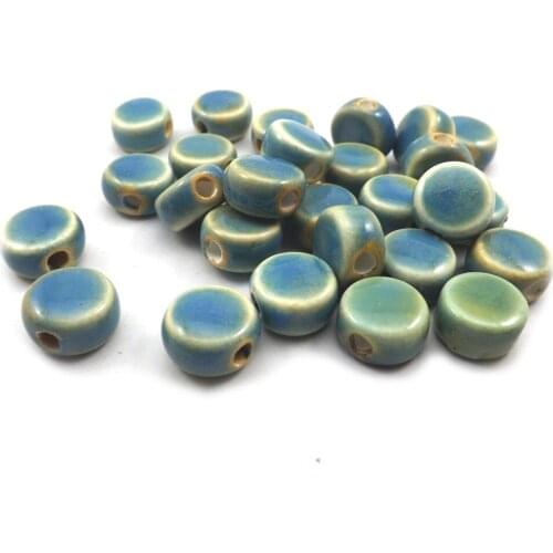 Fashion 12x7mm Button Shape Ceramic Loose Beads+Wholesale 100pcs/Lot+Free Shipping