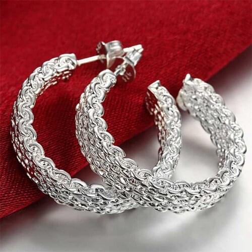 New Fashion 925 Sliver Round Earrings Beautiful Romantic Wedding Gift Delicate Birthday Present Daily Party Accessories
