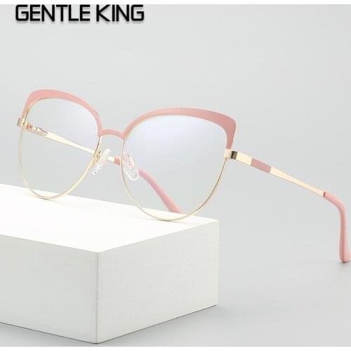 GENTLE KING Anti Blue Light Blocking Glasses Women Brand Designer Vintage Cat Eye Antiblue Rays Computer Eyeglasses Men Female